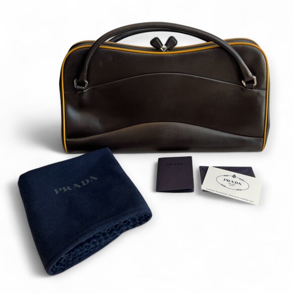 Authentic Prada East-West Doctor's Dark Brown Leather Top Handle Bag - Picture 5 of 16